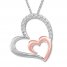 Diamond Heart Necklace 1/15 ct tw Sterling Silver/10K Rose Gold