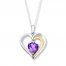 Heart Necklace Amethyst Sterling Silver/10K Gold