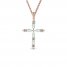 Opal & Diamond Cross Necklace 1/15 ct tw 10K Rose Gold 18"