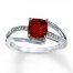 Lab-Created Ruby Ring Diamond Accents Sterling Silver