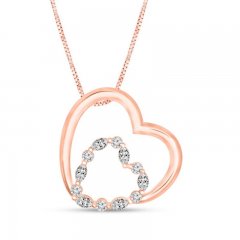 Diamond Heart Necklace 1/3 ct tw Round/Marquise 10K Rose Gold