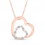 Diamond Heart Necklace 1/3 ct tw Round/Marquise 10K Rose Gold