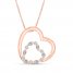 Diamond Heart Necklace 1/3 ct tw Round/Marquise 10K Rose Gold