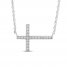 Cross Necklace White Lab-Created Sapphire Sterling Silver 18"