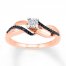 Diamond Promise Ring 1/6 ct tw Black/White 10K Rose Gold