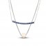 Cultured Pearl & Blue Lab-Created Sapphire Layered Necklace Sterling Silver 18"