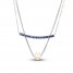Cultured Pearl & Blue Lab-Created Sapphire Layered Necklace Sterling Silver 18"
