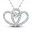 Two as One Diamond Heart Necklace 3/4 ct tw Round-Cut Sterling Silver 18"