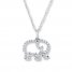 Elephant Necklace 1/10 ct tw Diamonds Sterling Silver