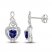 Blue Lab-Created Sapphire & Diamond Heart Earrings 1/8 ct tw Heart/Round-Cut Sterling Silver