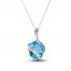 Swiss Blue Topaz & White Lab-Created Sapphire Wrap Necklace 10K White Gold 18"