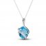 Swiss Blue Topaz & White Lab-Created Sapphire Wrap Necklace 10K White Gold 18"