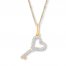 Heart Key Necklace 1/20 ct tw Diamonds 10K Yellow Gold