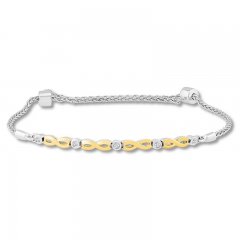 Diamond Bolo Bracelet 1/15 ct tw Sterling Silver/10K Gold