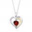 Heart Necklace Garnet Sterling Silver/10K Gold