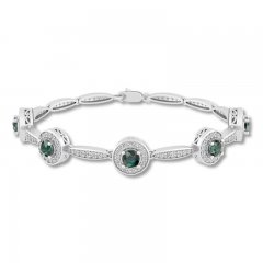 Lab-Created Emerald Bracelet Sterling Silver 7.5"