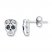 Young Teen Skull Earrings Black&White Diamonds Sterling Silver