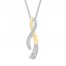 Diamond Convertible Necklace 1/6 ct tw Sterling Silver/10K Gold
