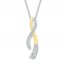 Diamond Convertible Necklace 1/6 ct tw Sterling Silver/10K Gold