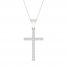 Diamond Cross Necklace 1/5 ct tw Round-Cut Sterling Silver 18"