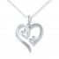 Diamond Heart Necklace 1/15 ct tw Round-cut Sterling Silver