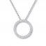 Circle Necklace 1/5 ct tw Diamonds 10K White Gold