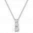 Three-Stone Diamond Necklace 1/2 ct tw Round-cut 10K White Gold