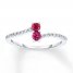 Lab-Created Ruby Ring 1/4 ct tw Diamonds 10K White Gold