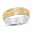 Engravable Wedding Band 6.5mm 10K Two-Tone Gold