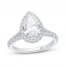 Diamond Engagement Ring 1-3/8 ct tw Pear/Round 14K White Gold