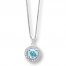 Aquamarine Necklace Lab-Created White Sapphires Sterling Silver
