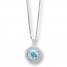 Aquamarine Necklace Lab-Created White Sapphires Sterling Silver