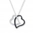 Double Heart Necklace 1/4 ct tw Diamonds 10K White Gold