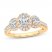 Three Stone Diamond Engagement Ring 1-3/4 ct tw Oval/Round 14K Yellow Gold