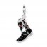 Cowboy Boot Charm Black/Red Enamel Sterling Silver