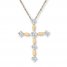 Diamond Cross Necklace 1/6 ct tw Round-cut 10K Yellow Gold