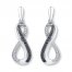 Diamond Infinity Earrings 1/4 ct tw Black/White Sterling Silver