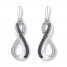 Diamond Infinity Earrings 1/4 ct tw Black/White Sterling Silver