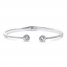 White Lab-Created Sapphire Bangle Bracelet Sterling Silver