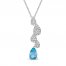 Blue & White Topaz Necklace Sterling Silver 18"