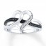 Black & White Diamond Heart Ring 1/10 ct tw Sterling Silver