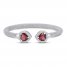 Garnet & White Topaz Popcorn Mesh Cuff Bracelet Sterling Silver