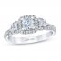 First Light 3-Stone Diamond Engagement Ring 7/8 ct tw Round-cut 14K White Gold