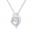 Dolphin Heart Necklace Diamond Accents Sterling Silver