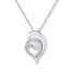 Dolphin Heart Necklace Diamond Accents Sterling Silver