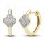 Diamond Clover Hoop Earrings 1/10 ct tw Round-cut 10K Yellow Gold