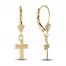 Cross Dangle Earrings 14K Yellow Gold