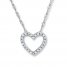 Diamond Heart Necklace 1/10 ct tw Round-cut 14K White Gold