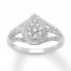 Diamond Teardrop Ring 1/2 ct tw Round-cut 10K White Gold