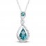 Oceanic Blue Topaz & White Topaz Necklace Sterling Silver 18"